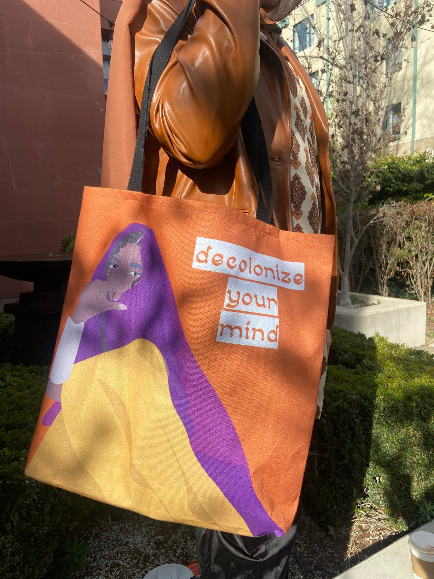 Decolonize your Mind Tote Bag | 3 handle color options | 3 sizes