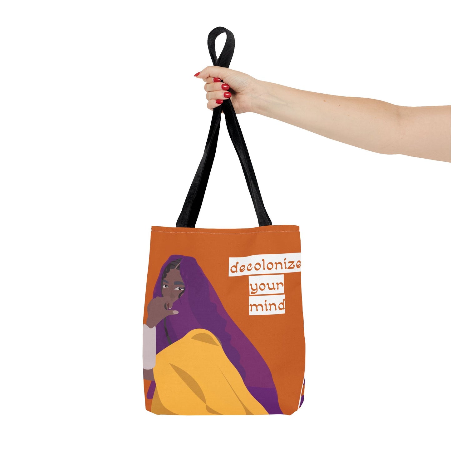 Decolonize your Mind Tote Bag | 3 handle color options | 3 sizes