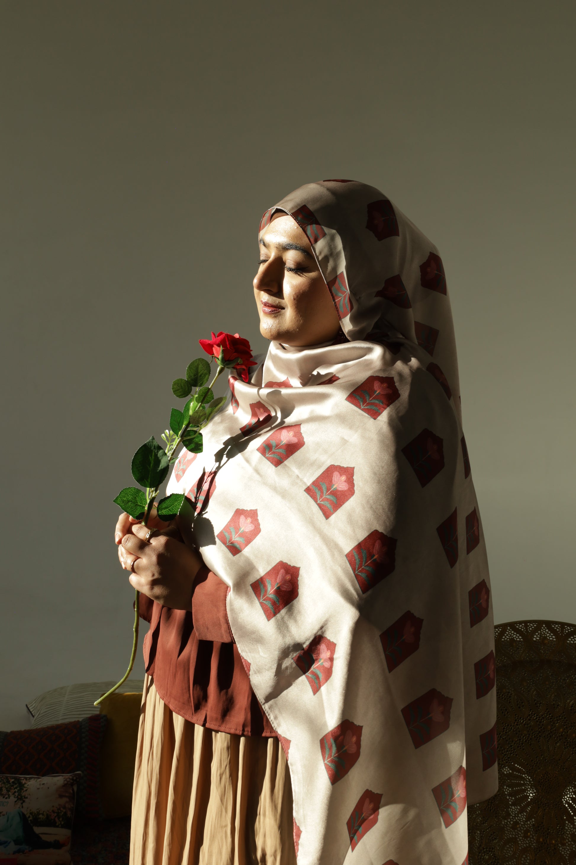 Mughal Dreams Hijab | Silk chiffon Hijab | Rectangle Hijab
