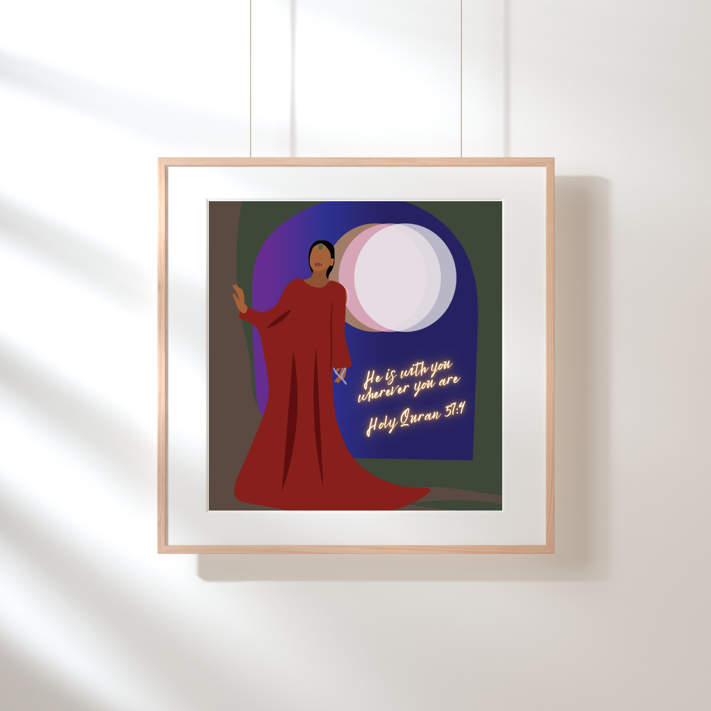 Lady in Red Quranic Ayah | 10 x 10 | 12 x 12 | Islamic inspired wall art | Muslim Home