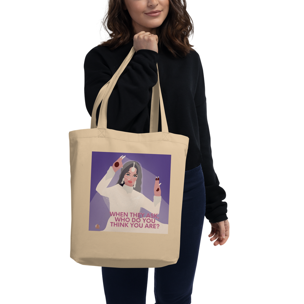 "جب وہ پوچھتے ہیں" Tote Bag | پرانا بالی ووڈ ساؤتھ ایشین دیسی ٹوٹ بیگ | بالی ووڈ کے تحائف