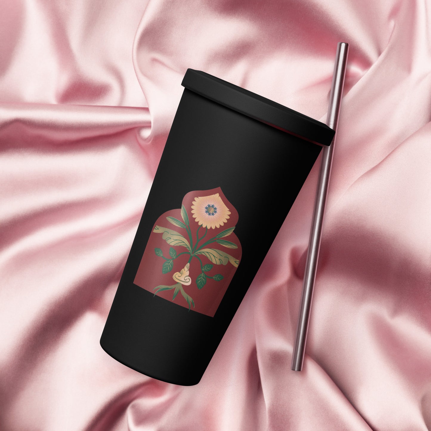 Mughal Inspired Insulated tumbler with a straw | Desi Gifts | Chai Mug