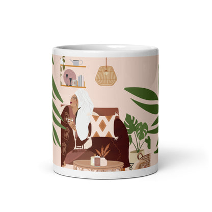 Comfy Cozy glossy mug | 11 oz. Chai Coffee Mug | Southasian Desi art