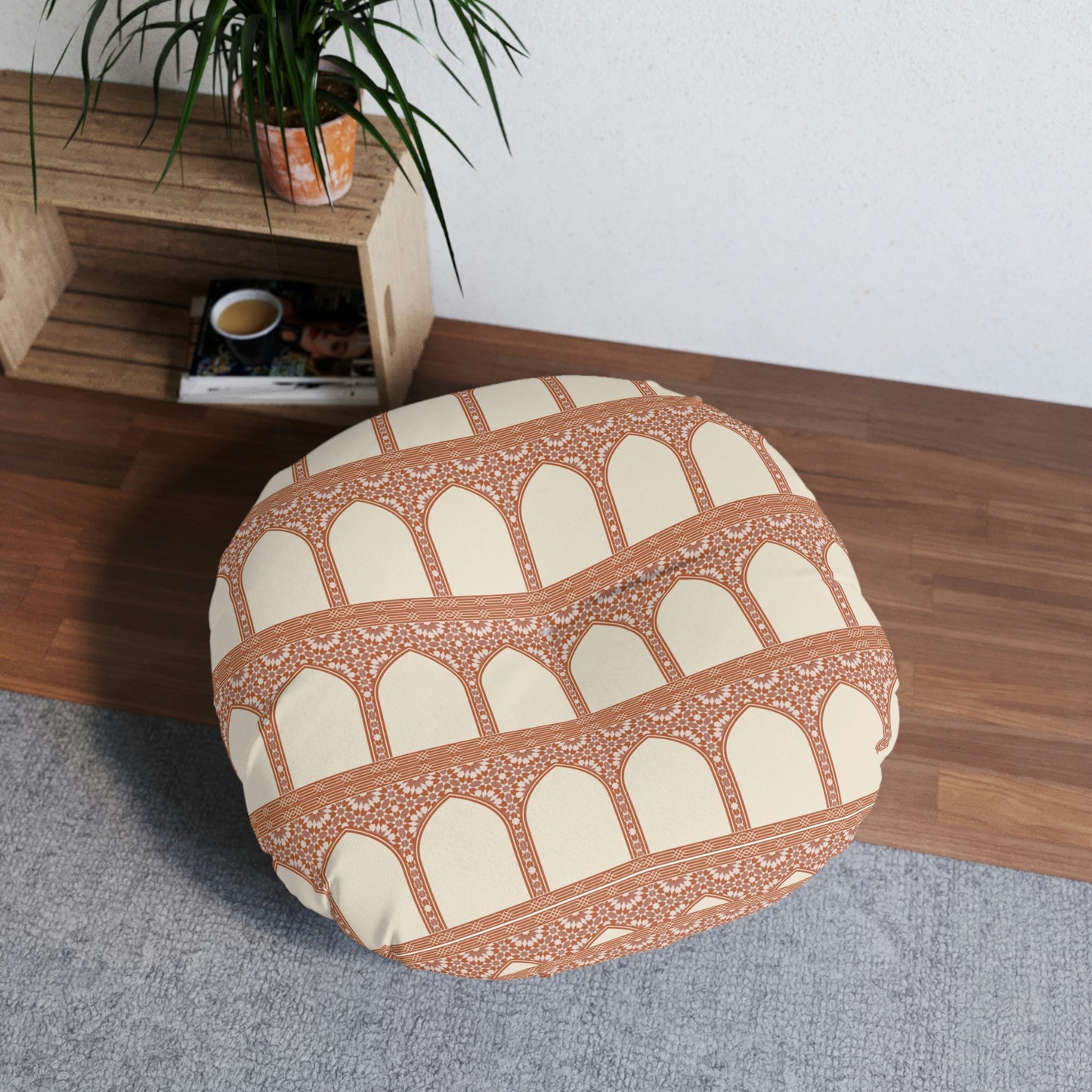 Moroccan Print | Tufted Floor Pillow | Round | One Size |