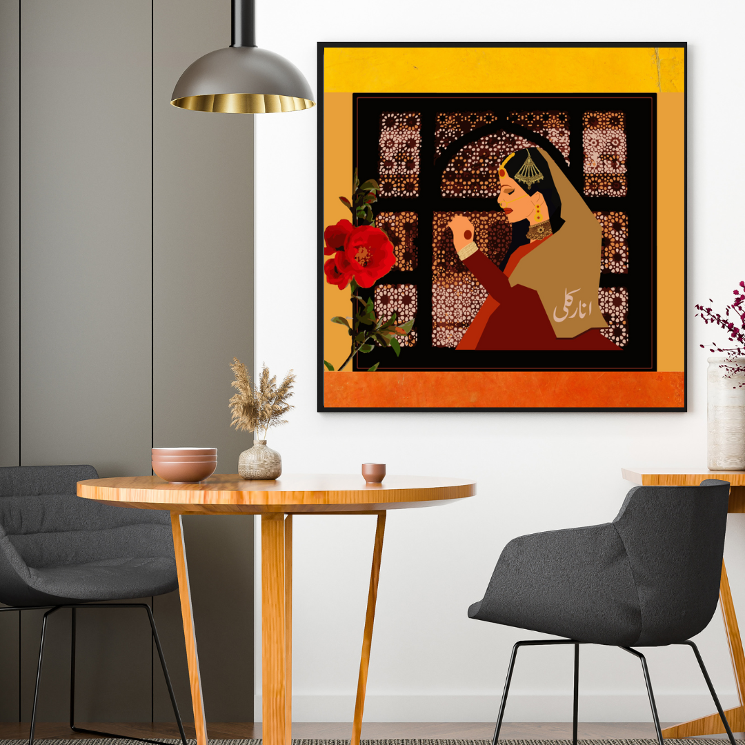 Anarkali Wall Print | Urdu Desi Art Print | 10 x 10 | 12 x 12 |