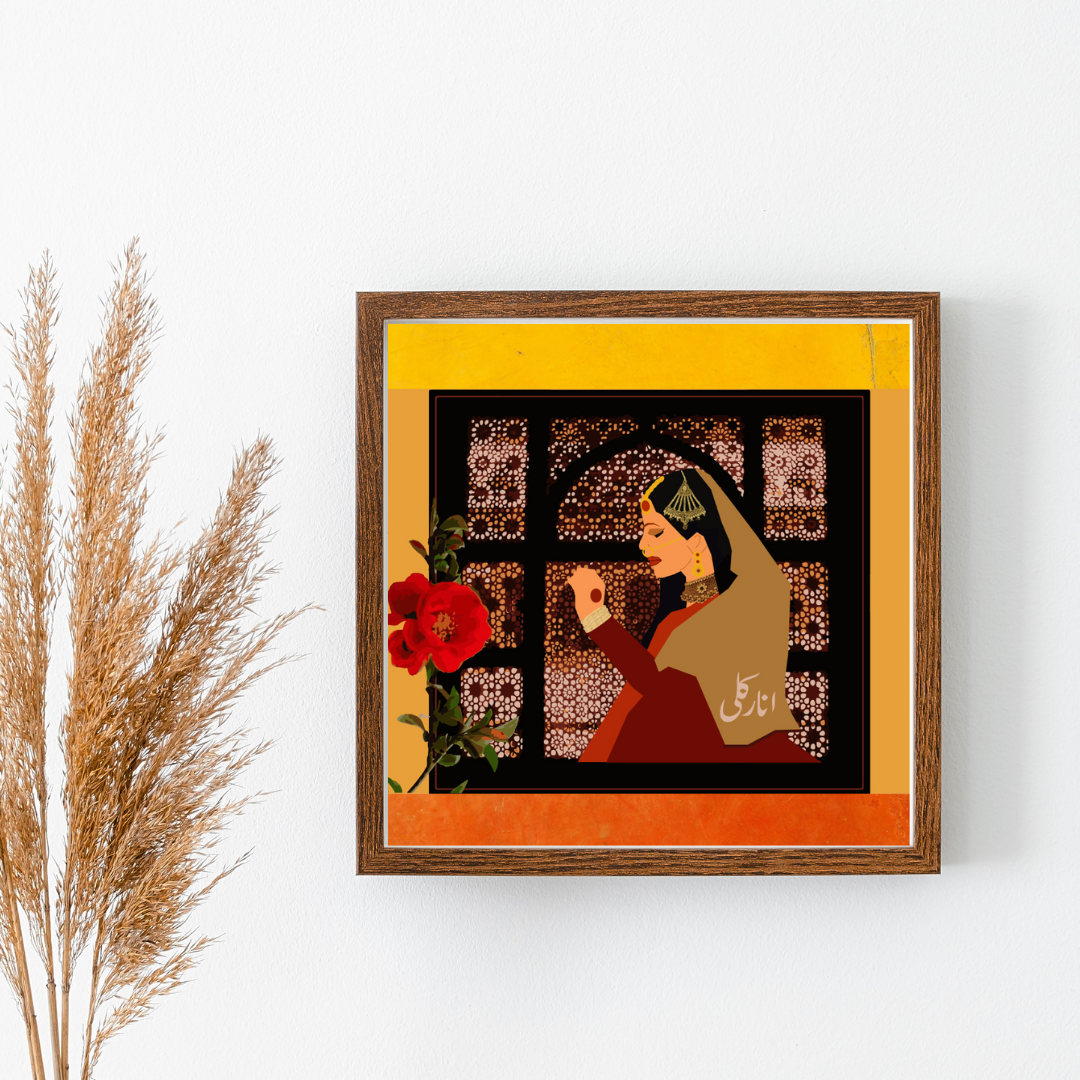 Anarkali Wall Print | Urdu Desi Art Print | 10 x 10 | 12 x 12 |