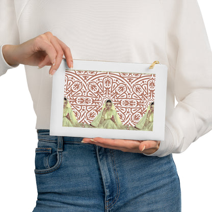 Woman holding Rekha Makeup Skincare bag mockup